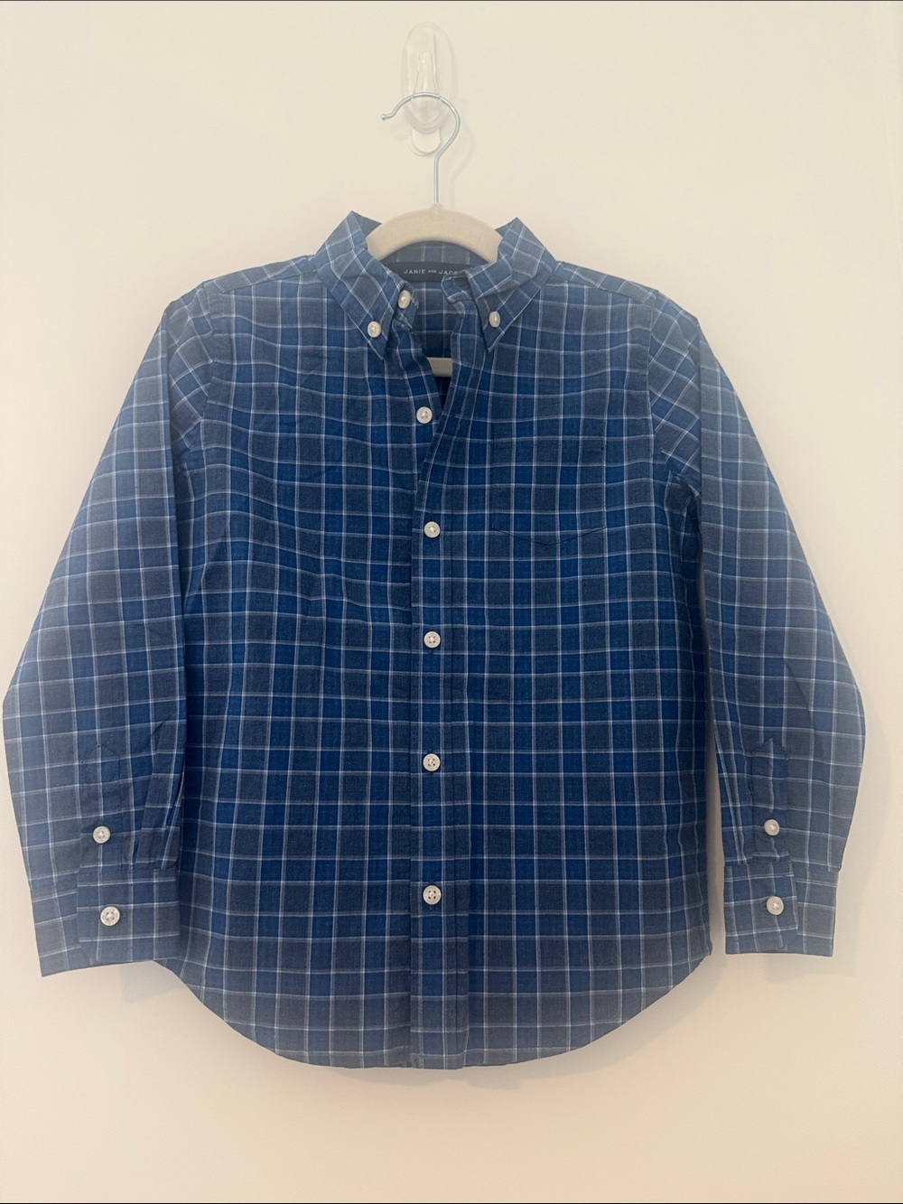 Janie and Jack Navy and White Plaid Button-Down Shirt